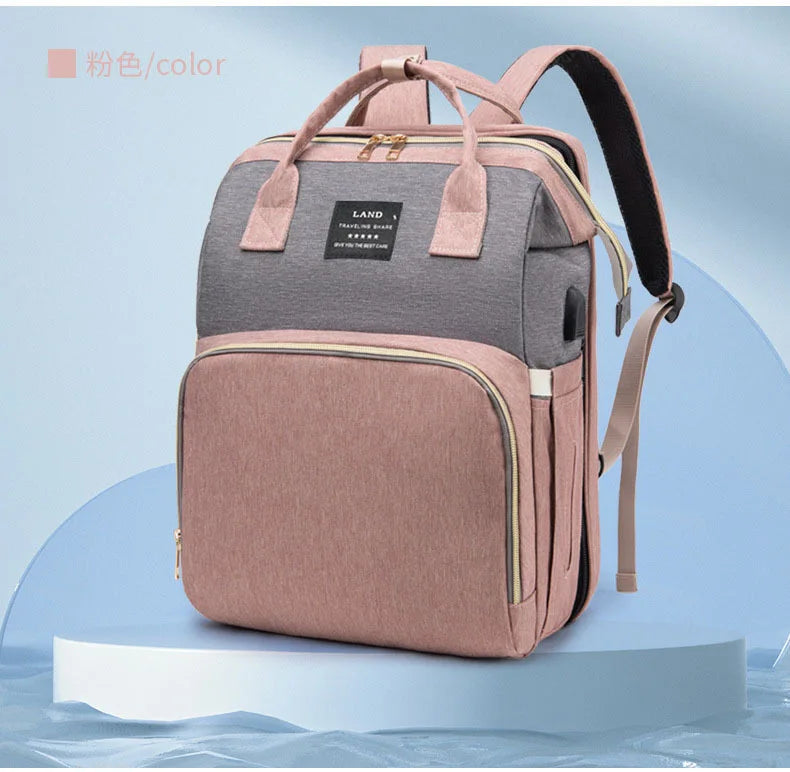 Multifunctional Mother and Baby Bag Mom Bag Bottle Backpack 2024 New Folding Sleeping Changing Bag Diaper Backpack