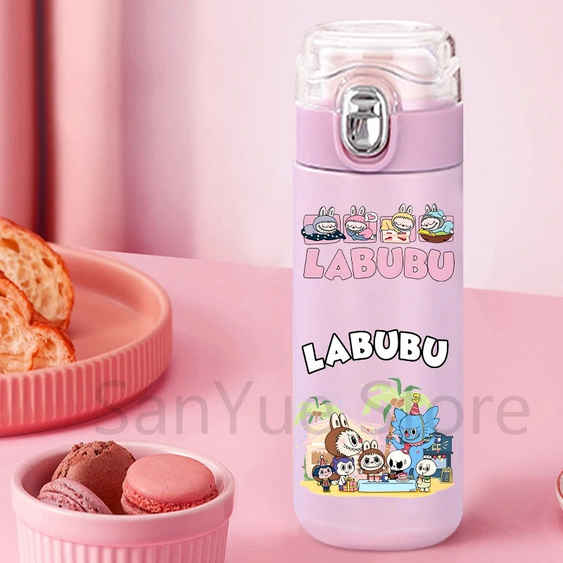 400Ml Water Bottle Cartoon Printed Thermos Cup Pocket Stainless Steel Thermal Coffee Mug Vacuum Insulated Flask Cup Kid Gift
