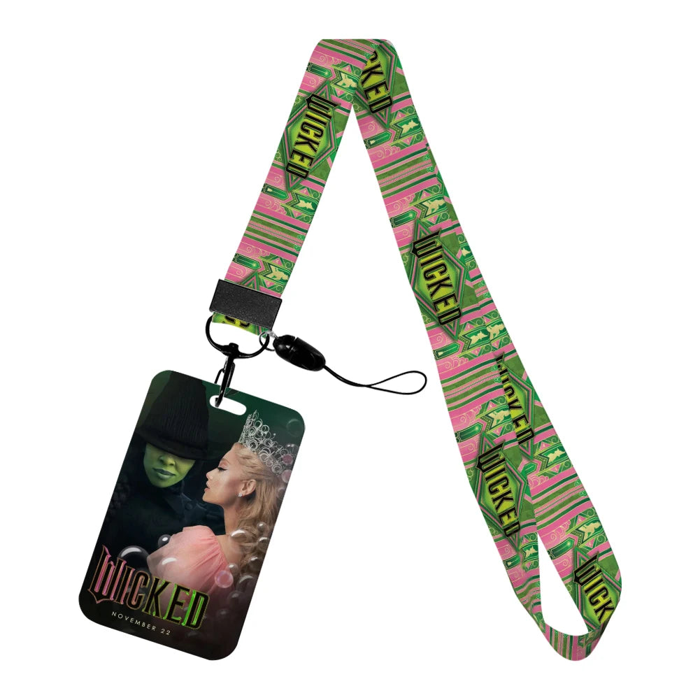 Wicked Glinda and Elphaba Women Lanyards ID Badge Holder Strap Work Card Bus Access Card Holder Keychains Accessories - YourGiftIdeasUK