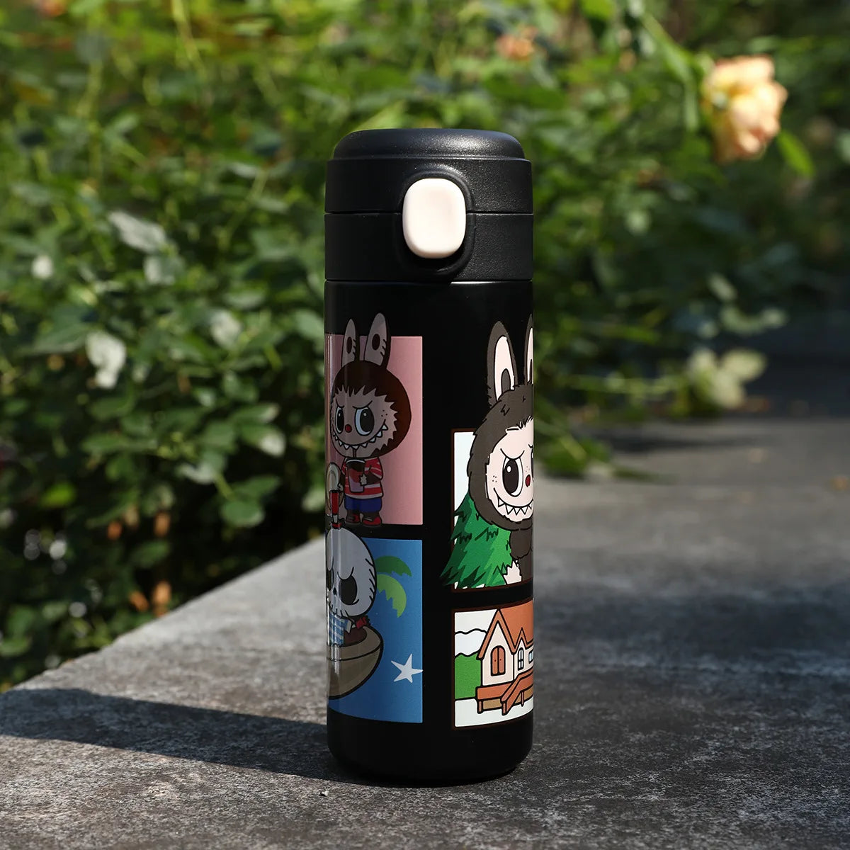 Printed 400Ml Water Bottle Thermos Cup Pocket Stainless Steel Thermal Coffee Mug Vacuum Insulated Flask Cup Kid Gift