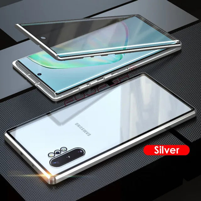 For Samsung Galaxy S23 FE S24 S25 Ultra S22 Plus Case 360° Double Sided Glass Anti Peeping Privacy Metal Magnetic Phone Cover