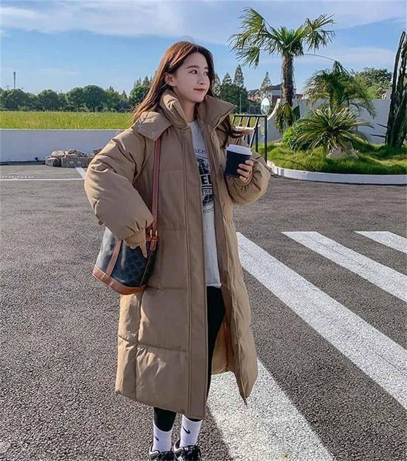 2024 New Winter Women Jacket Warm Parkas Female Thicken Puffer Coat Cotton Padded Parka Long Hooded Outwear Loose Women Snow Jac