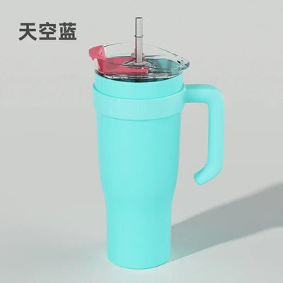 1200ml 40oz Tumbler with Handle Lid and Straw Insulated Stainless Steel Dupe Travel Mug Iced Coffee Cup in-Car Vacuum Gradient - Your Gift Ideas
