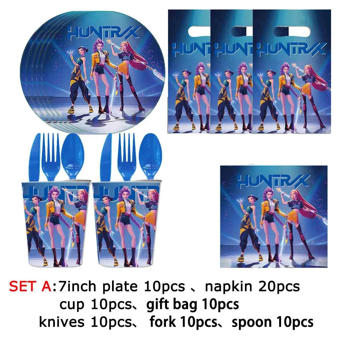 Birthday Decoration Set K Pop Demon Hunters Birthday Tablecloth Cup Plate Baby Shower Party Favors Kids Party Supplies Gift