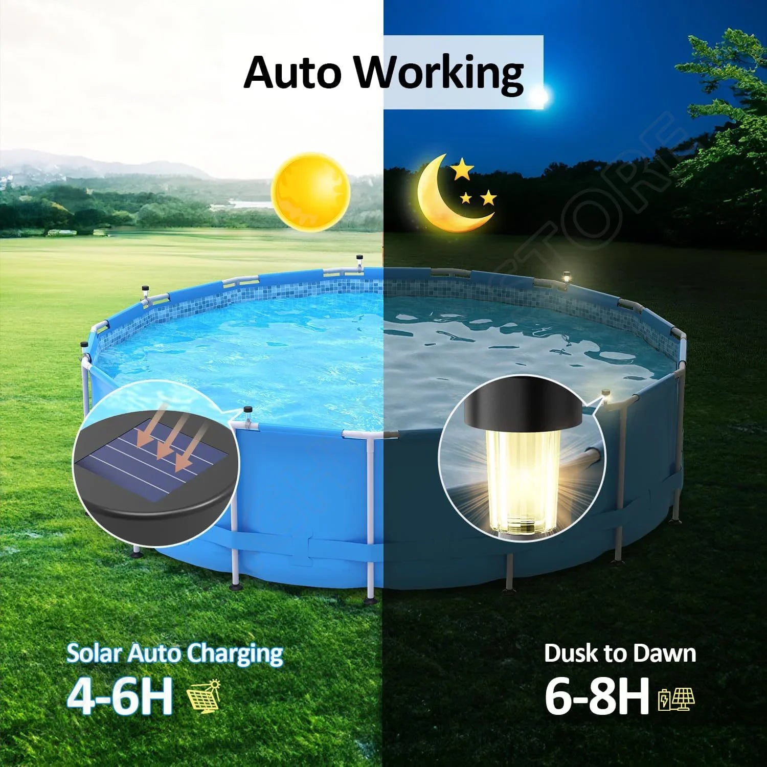 1/2/4/6/8/10PCS Solar Pool Light Frame on the ground for swimming pool outdoor pool fence decorative accessories Waterproof LED