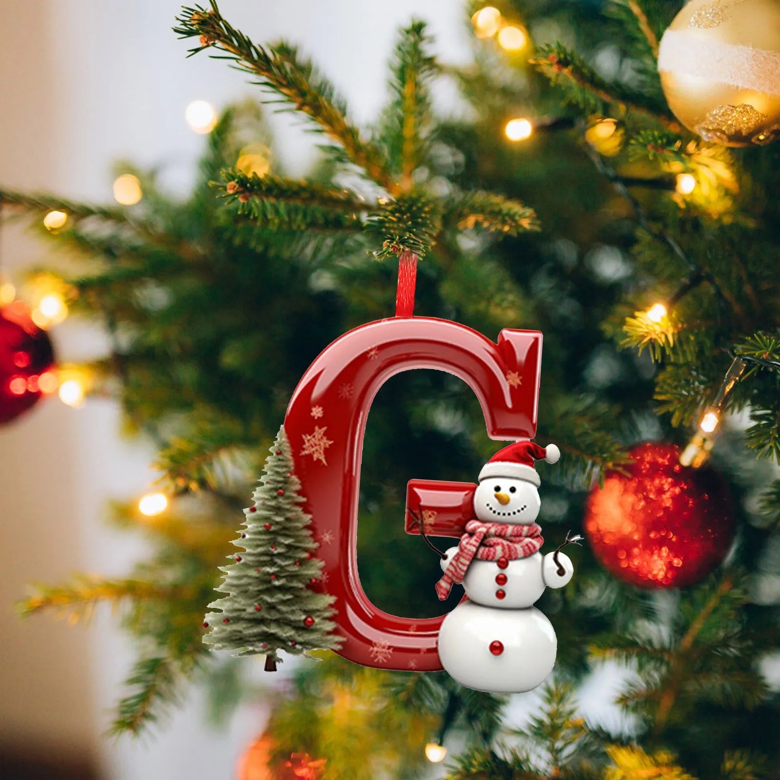 New Christmas Tree Decoration 2D Letter Pendant Acrylic 26 Letter Pendant Hanging Christmas Tree Ornament Accessories navidad - YourGiftIdeasUK