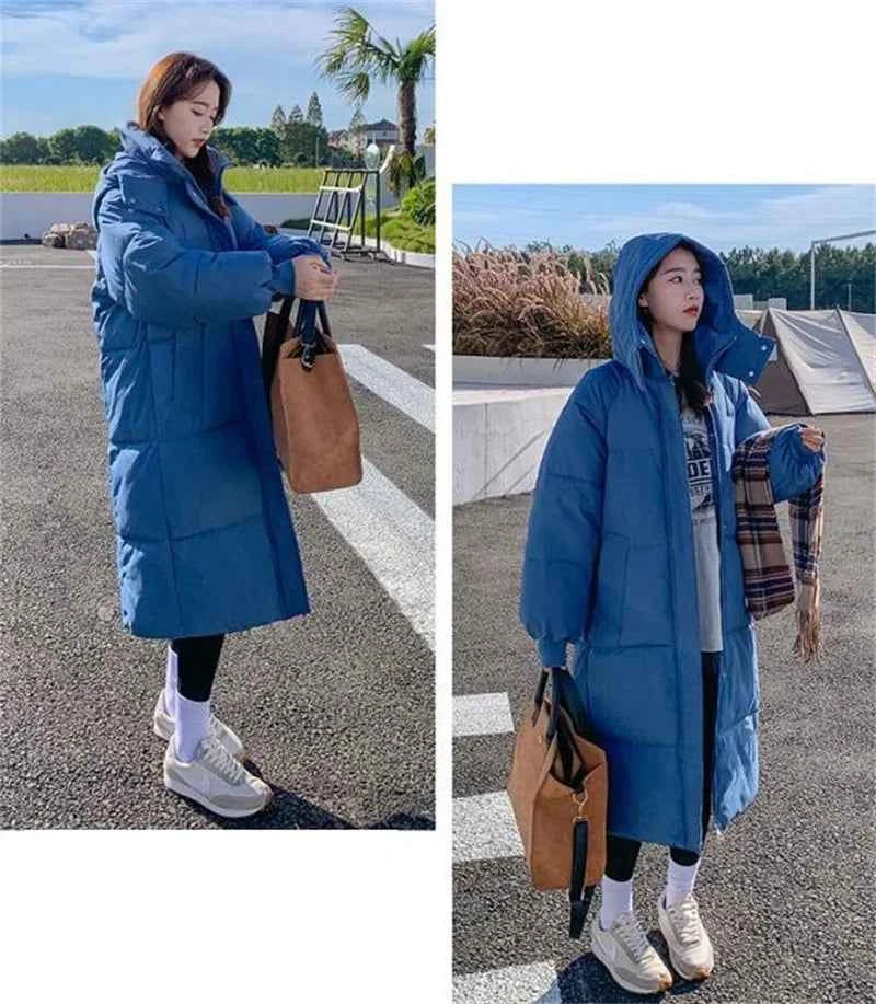 2024 New Winter Women Jacket Warm Parkas Female Thicken Puffer Coat Cotton Padded Parka Long Hooded Outwear Loose Women Snow Jac