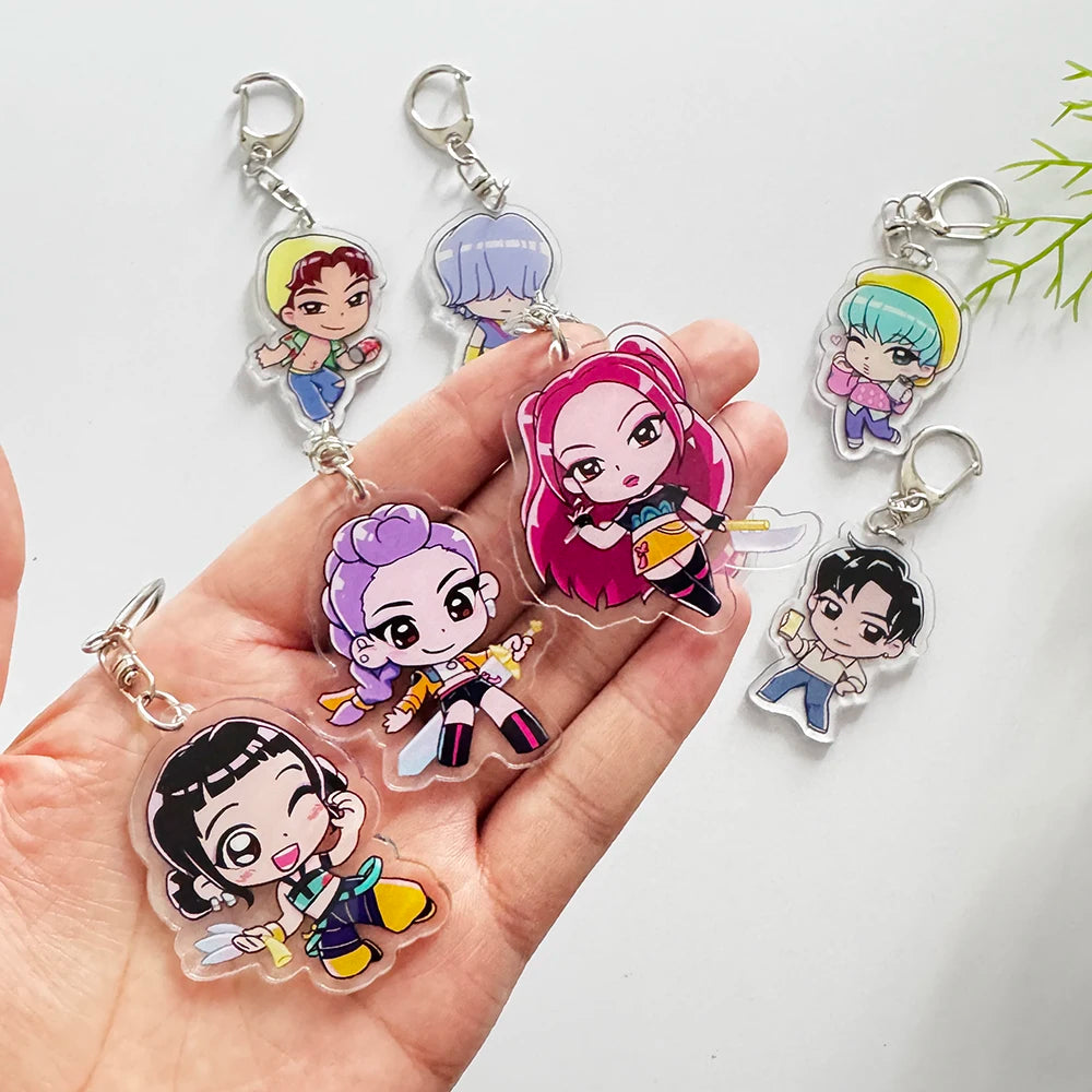 9pcs Kpop Demon Hunter Acrylic Keychain Set Rumi Zoey Mira Jinu Baby Abby Mystery Cute Design Aesthetic Keyrings for Bags