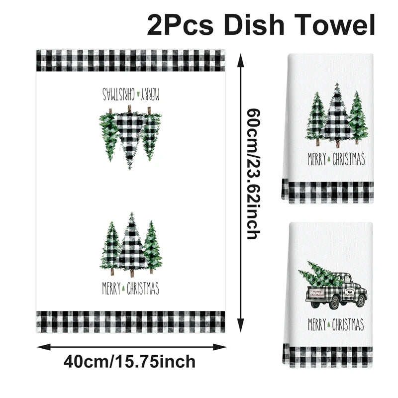 2pcs Christmas Kitchen Towels Merry Christmas Party Decoration 2025 Xmas Santa Claus Dish Towel Navidad Natal New Year Gift 2026 - YourGiftIdeasUK