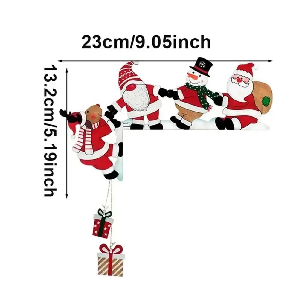 Christmas Door Frame Decoration, Santa Claus Snowman Elk Wooden Christmas Decorations, Door Frame Sign Pendant Xmas Party Decor - YourGiftIdeasUK