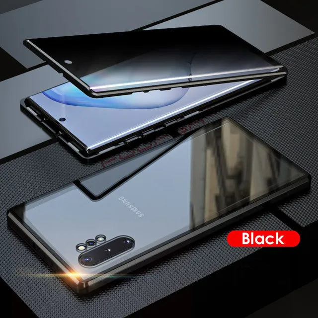 For Samsung Galaxy S23 FE S24 S25 Ultra S22 Plus Case 360° Double Sided Glass Anti Peeping Privacy Metal Magnetic Phone Cover