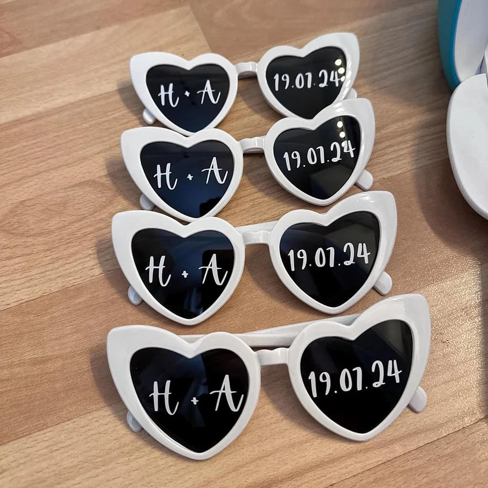 Personalized Heart Shaped Sunglasses Bridal Shower Party Favors Photo Props Customized Team Bride Heart Sunglasses Bride Tribe