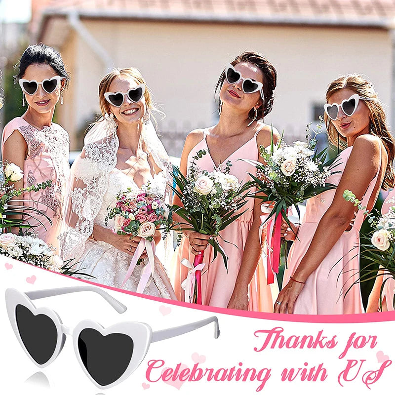 12-100Pairs Heart Sunglasses Bulk Wedding Party Favors for Guests Bachelorette Hen Party Fun Glasses Team Bride Bridesmaids Gift