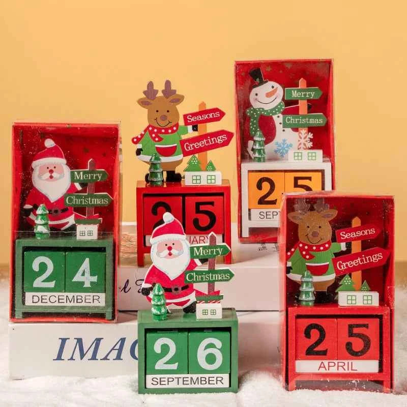 Christmas Advent Calendar Christmas Decorations Cute Snowman Elk Santa Claus Calendar Desktop Ornament New Year Gift Navidad