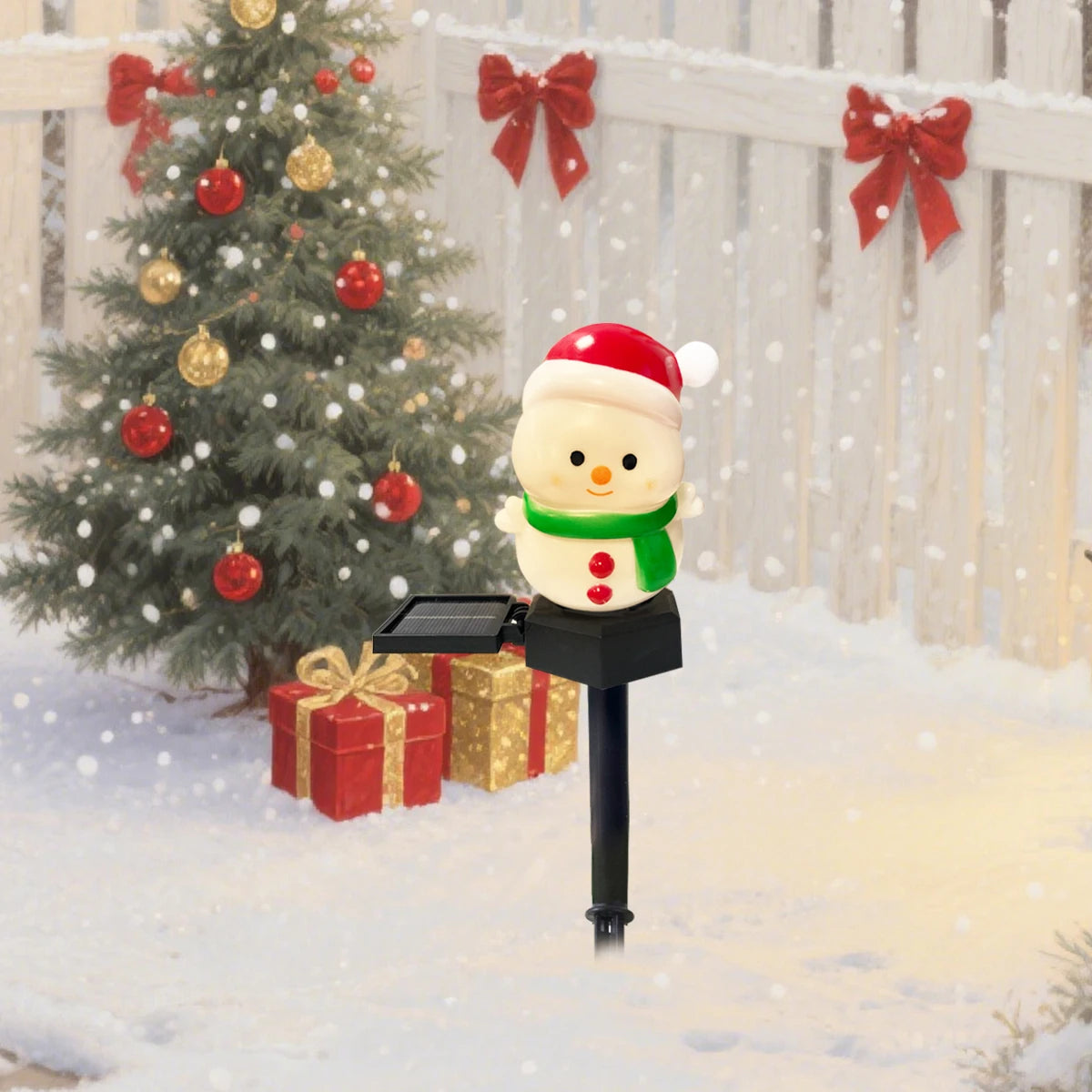 1pc Christmas Cute Snowman Shape Pathway Lights Solar LED Waterproof Walkway Landscape Light For Home Garden Winter Yard Decor - YourGiftIdeasUK
