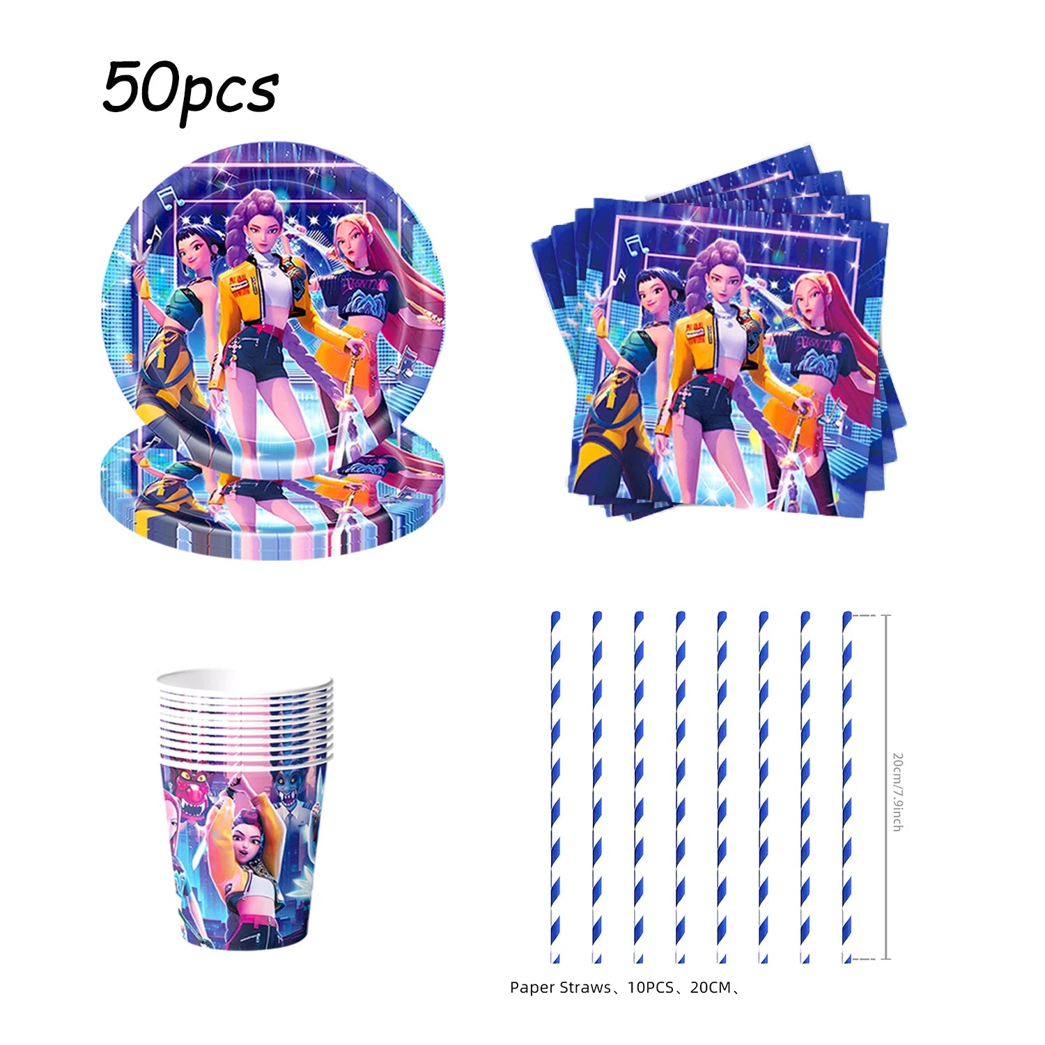 k pop demon hunters Theme Birthday Party Decorations Tableware Cup Plate  Gift bag paper Straw for Girls Baby Shower Supplies - YourGiftIdeasUK