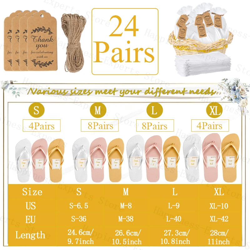 10-72Pairs Flip Flops for Wedding Guests Sandals Slippers with Cards  Bags Woman Men Wedding Favors Hen Beach Pool Party