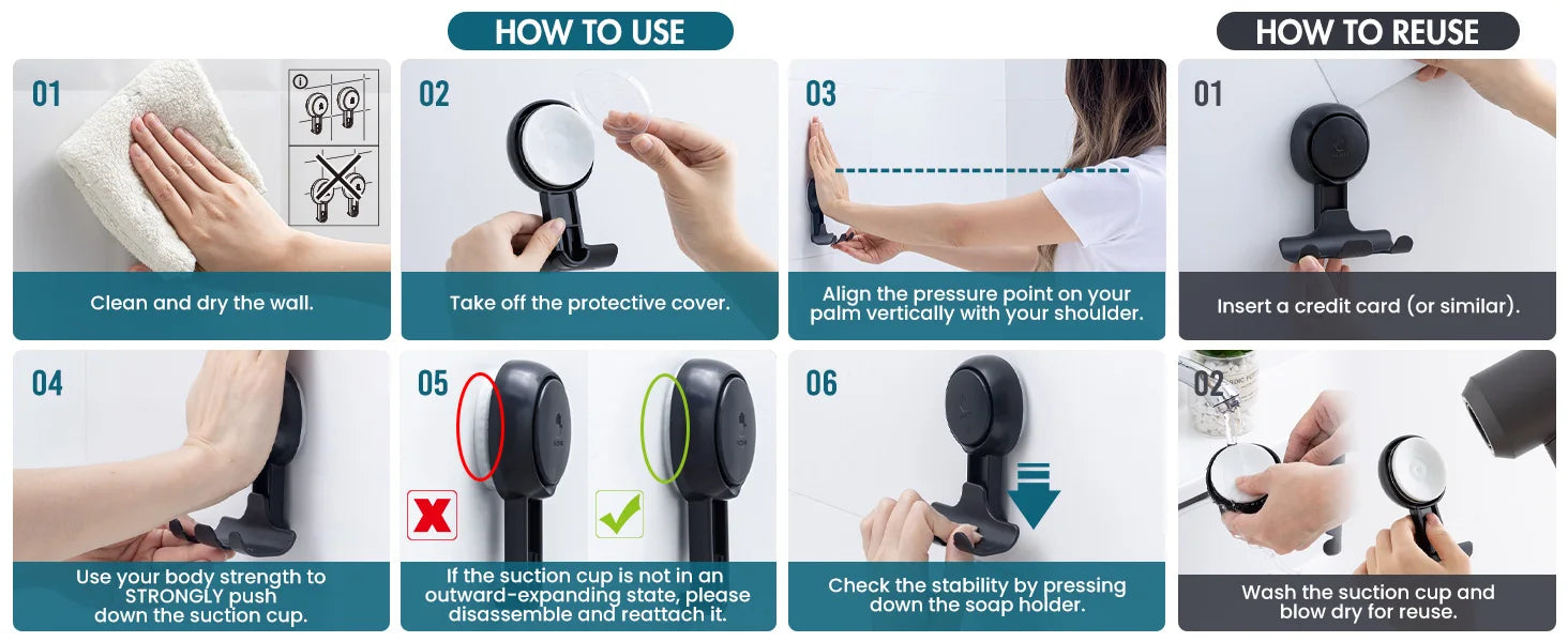 TAILI Shower Razor Hooks for Bathroom Kitchen Shower Hooks Suction Cup Hook Powerful Vacuum Suction Hooks Removable and Reusable