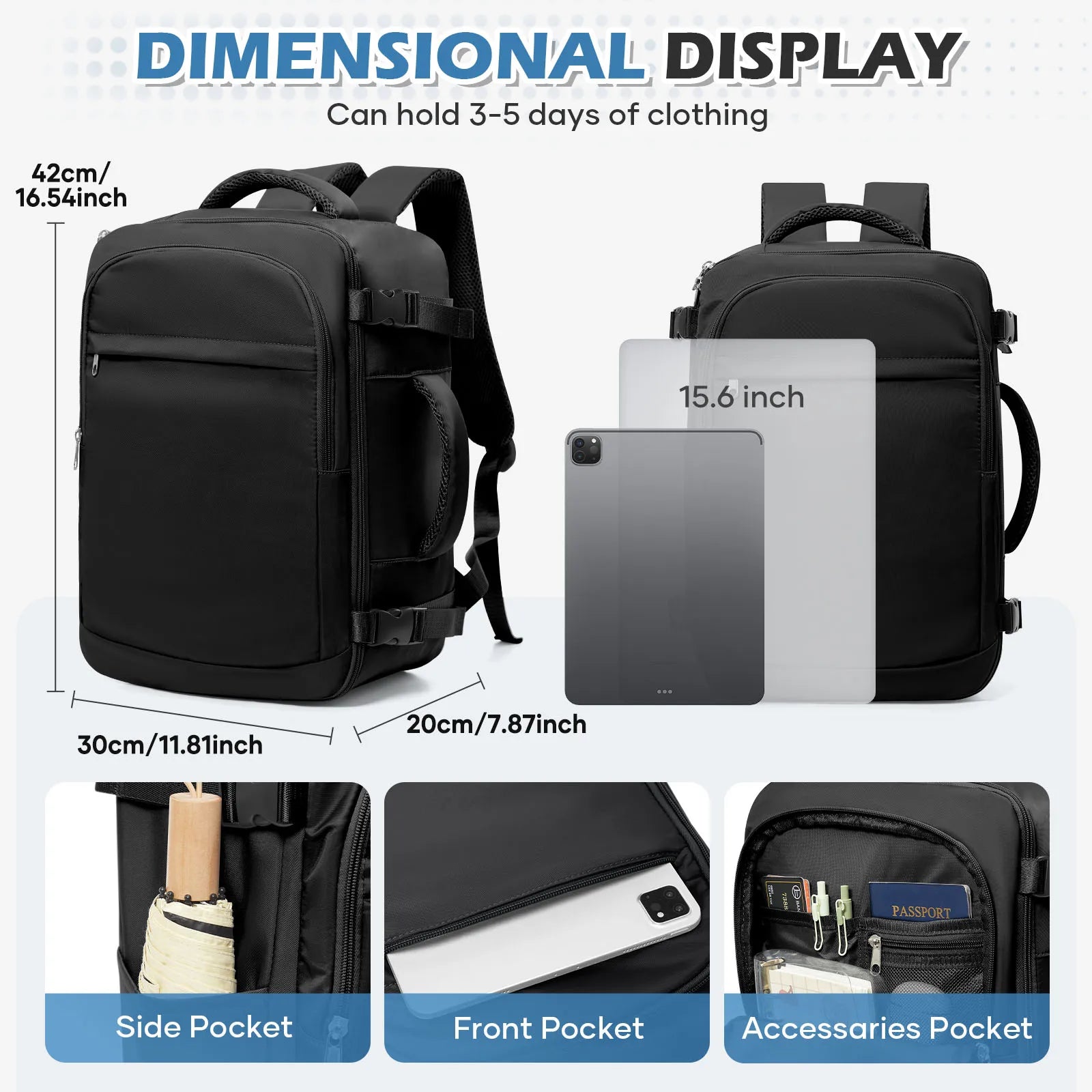 Under Seat Travel Backpack, Wizz 40x30x20 Airplane Travel Backpack Convenient Outdoor Men Laptop Backpack Outdoor Carry-On Bag