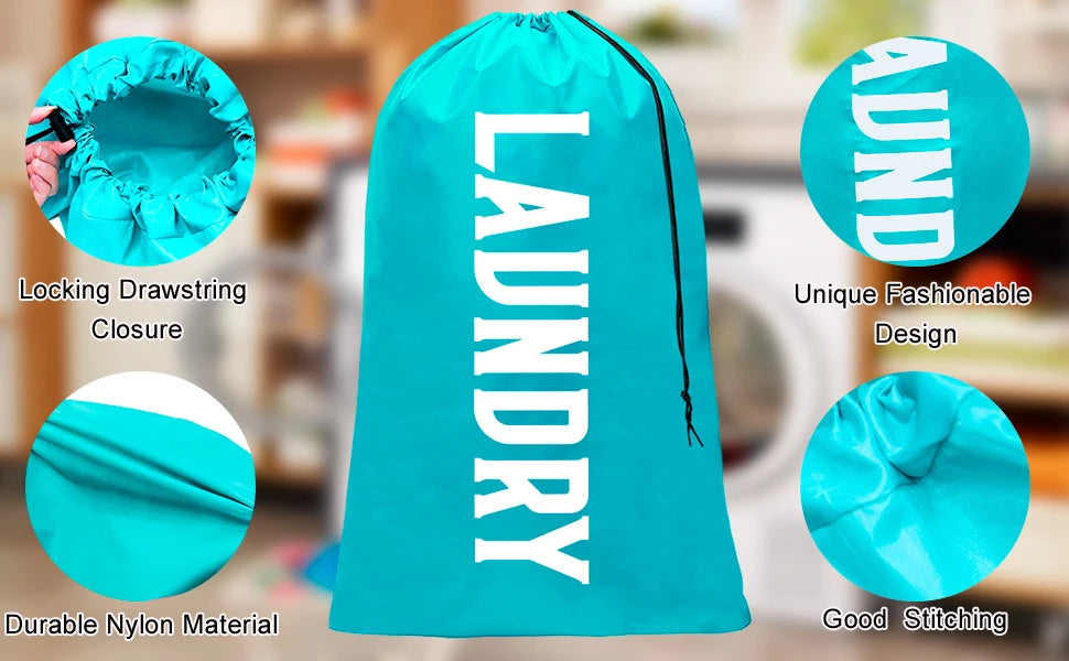 XL Travel Laundry Bags Dirty Clothes Organizer Machine Washable Easy Fit a Laundry Hamper or Basket