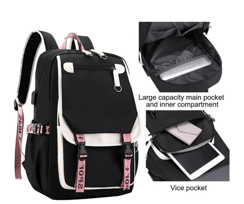 School Backpack for Students KPop Demon Hunters Daily Bagpack 2025 Hot Movie Print Backpacks for Girl Boy Laptop Usb Port Bag