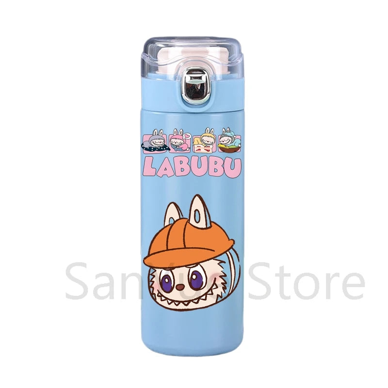 400Ml Water Bottle Cartoon Printed Thermos Cup Pocket Stainless Steel Thermal Coffee Mug Vacuum Insulated Flask Cup Kid Gift