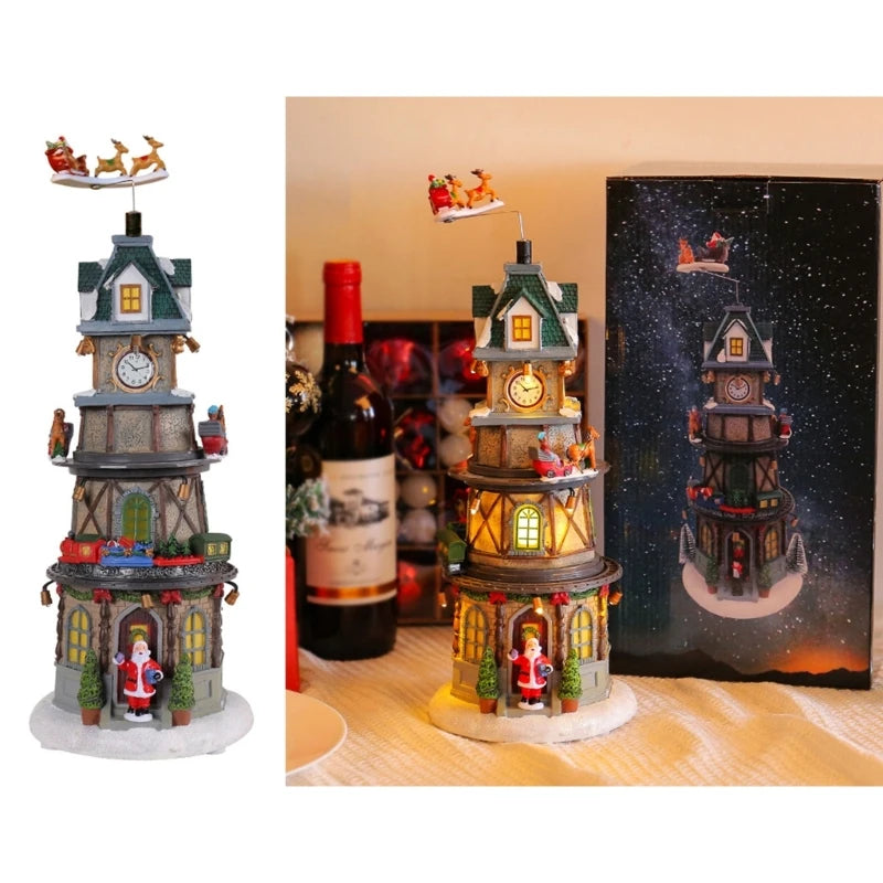Delicate Christmas Music Box House Figurine with Led Light - YourGiftIdeasUK