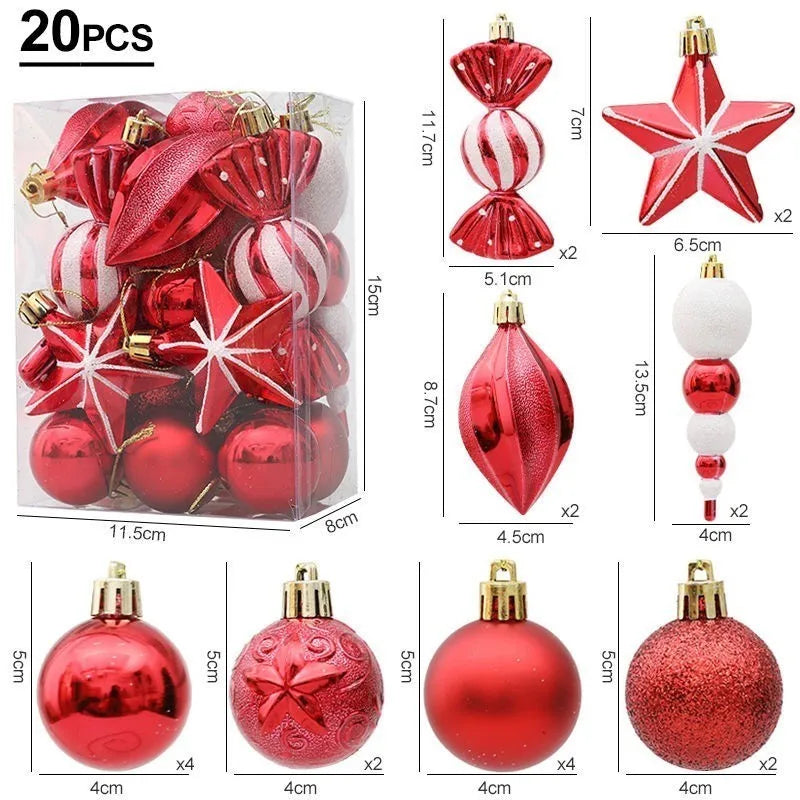 20/29pcs Christmas Ball Decoration Hanging Christmas Tree Pendant Ornaments For Home Gifts Accessories