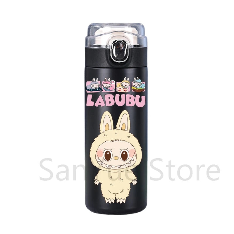 400Ml Water Bottle Cartoon Printed Thermos Cup Pocket Stainless Steel Thermal Coffee Mug Vacuum Insulated Flask Cup Kid Gift