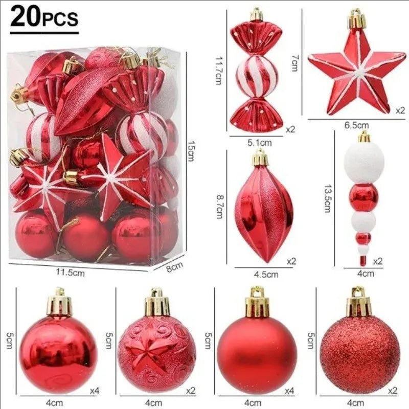 20/29pcs Christmas Ball Decoration Hanging Christmas Tree Pendant Ornaments For Home Gifts Accessories