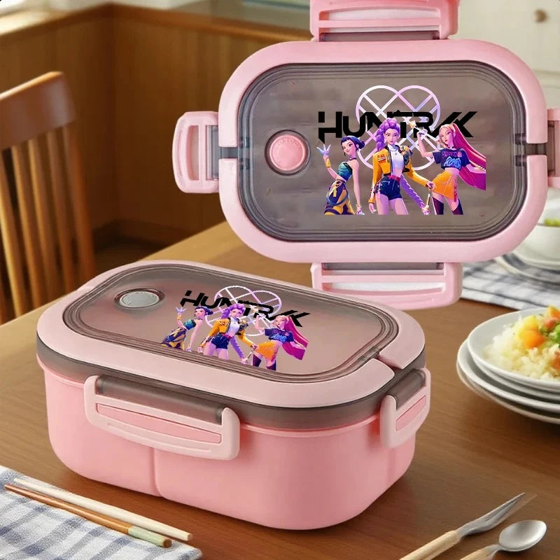 KPop Demon Hunters Portable Bento Lunch Boxs Girl Boy Compartment Fruit Food Boxs Microwave Lunch Box Picnic Fresh Box Gift - YourGiftIdeasUK