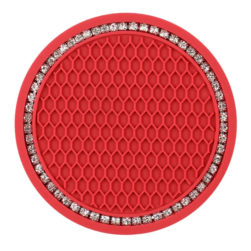 Car Cup Coasters for Cup Holder Universal Bling Diamond Water Bottle Holder Mat Anti Slip Insert Pad Auto Interior Accessories