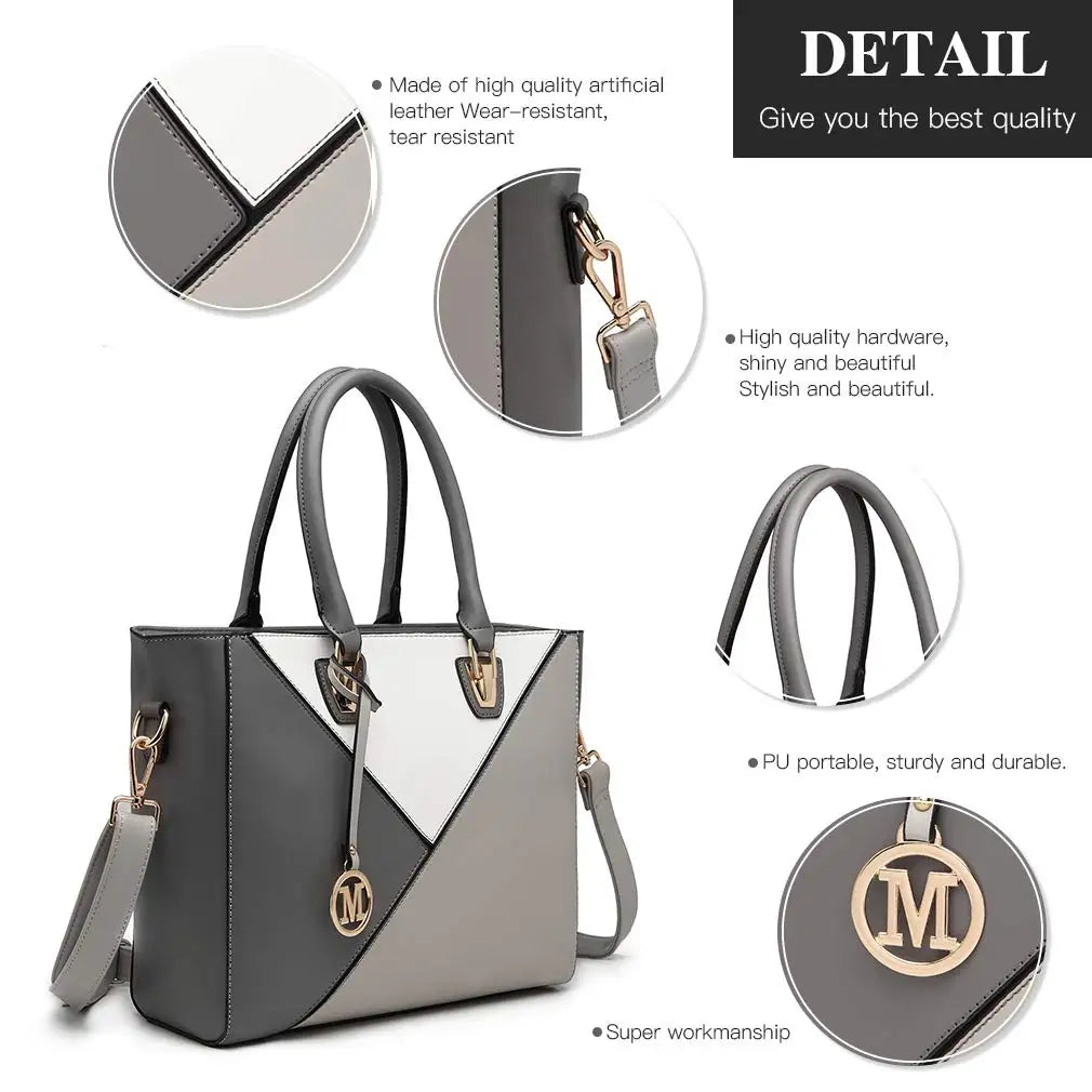 Miss Lulu Women's Elegant Modern Top Handle Shoulder Bag - Versatile Handbag for Work, Shopping, and Travel