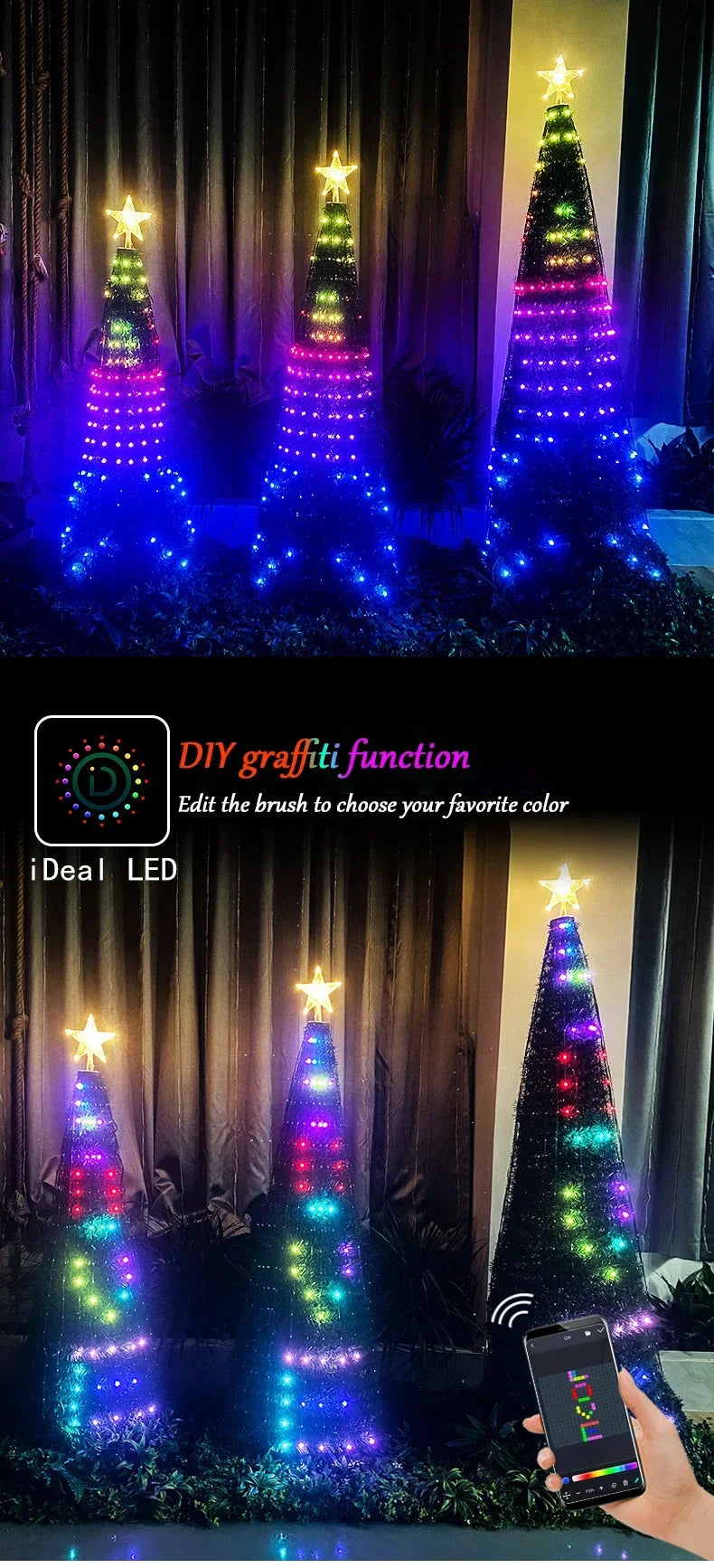 2.1M LED Christmas Tree Decorative Light Lntelligent IDeal LED APP Application Control DIY Lmage Light String for Quick Shipping - YourGiftIdeasUK