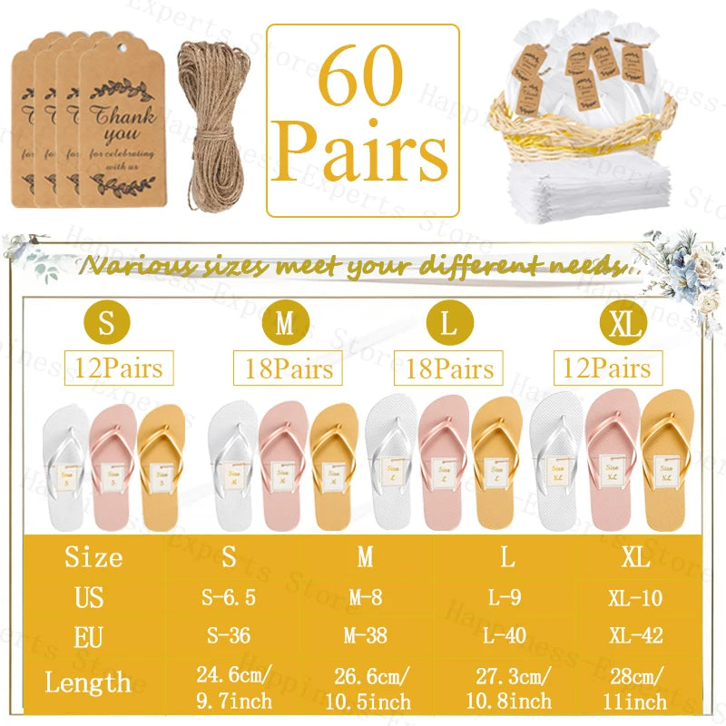 10-72Pairs Flip Flops for Wedding Guests Sandals Slippers with Cards  Bags Woman Men Wedding Favors Hen Beach Pool Party