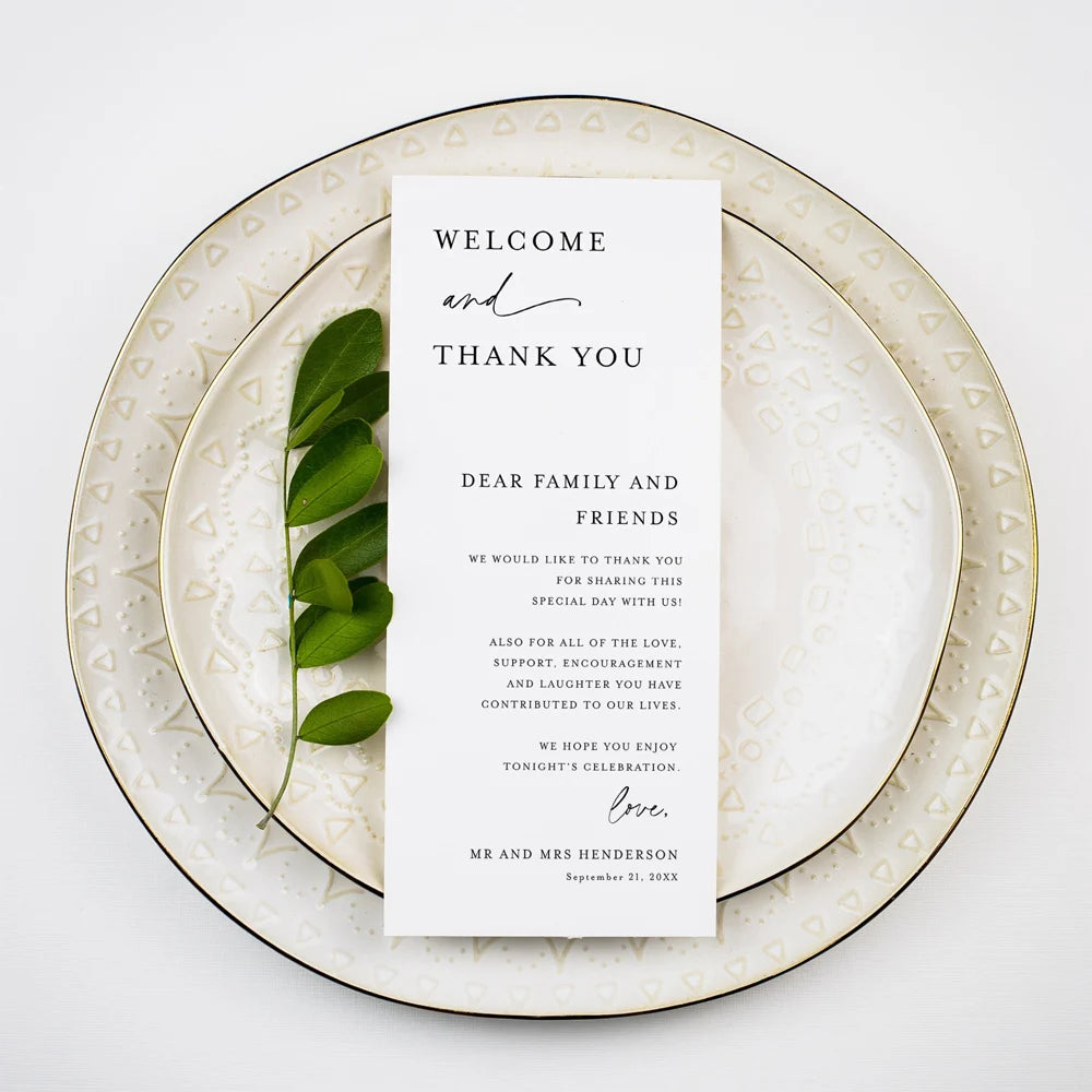 Personalized Minimalist Elegant Thank You Place Card Wedding Thank You Napkin Note Place Setting Table Card modern design