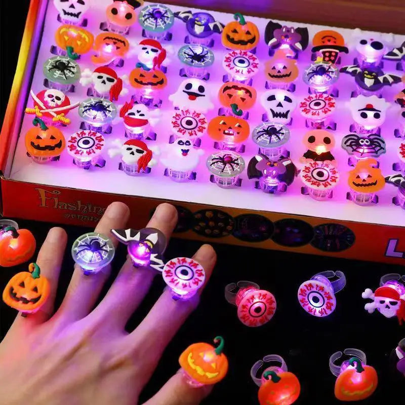 5-10-20PCS Glowing Pumpkin Ghost Bracelet Rings Kids - YourGiftIdeasUK