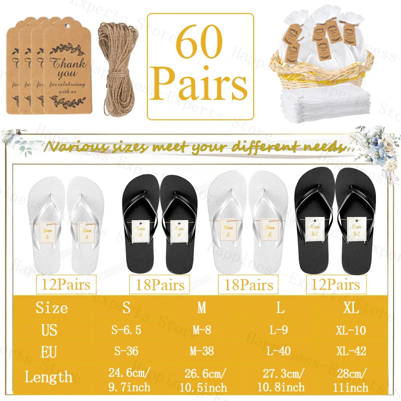 10-72Pairs Flip Flops for Wedding Guests Sandals Slippers with Cards  Bags Woman Men Wedding Favors Hen Beach Pool Party