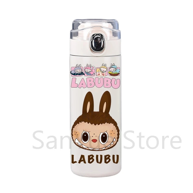 400Ml Water Bottle Cartoon Printed Thermos Cup Pocket Stainless Steel Thermal Coffee Mug Vacuum Insulated Flask Cup Kid Gift