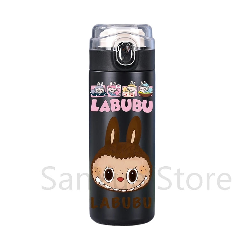 400Ml Water Bottle Cartoon Printed Thermos Cup Pocket Stainless Steel Thermal Coffee Mug Vacuum Insulated Flask Cup Kid Gift
