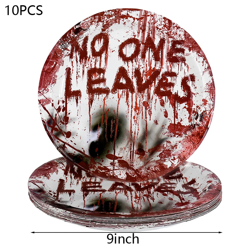 Halloween Party Disposable Tableware Scary Bloody Handprint - YourGiftIdeasUK