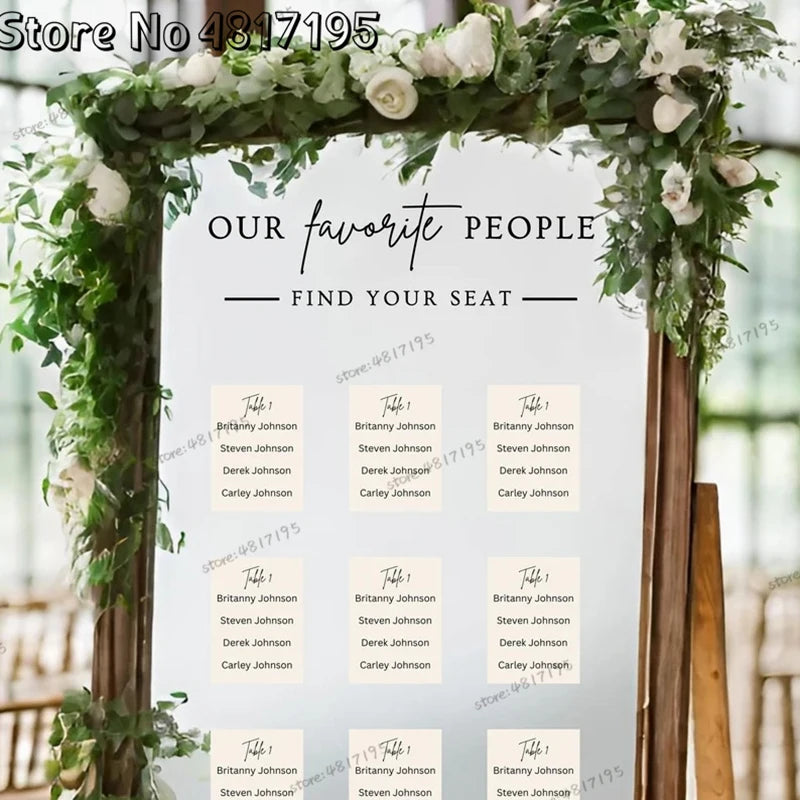 Find Your Seat Wedding Sign Our Favorite People Wedding Mirror Decal Wedding Reception Vinyl Letters Custom Date Wall Stickers