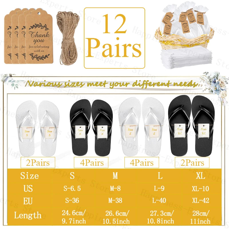 10-72Pairs Flip Flops for Wedding Guests Sandals Slippers with Cards  Bags Woman Men Wedding Favors Hen Beach Pool Party