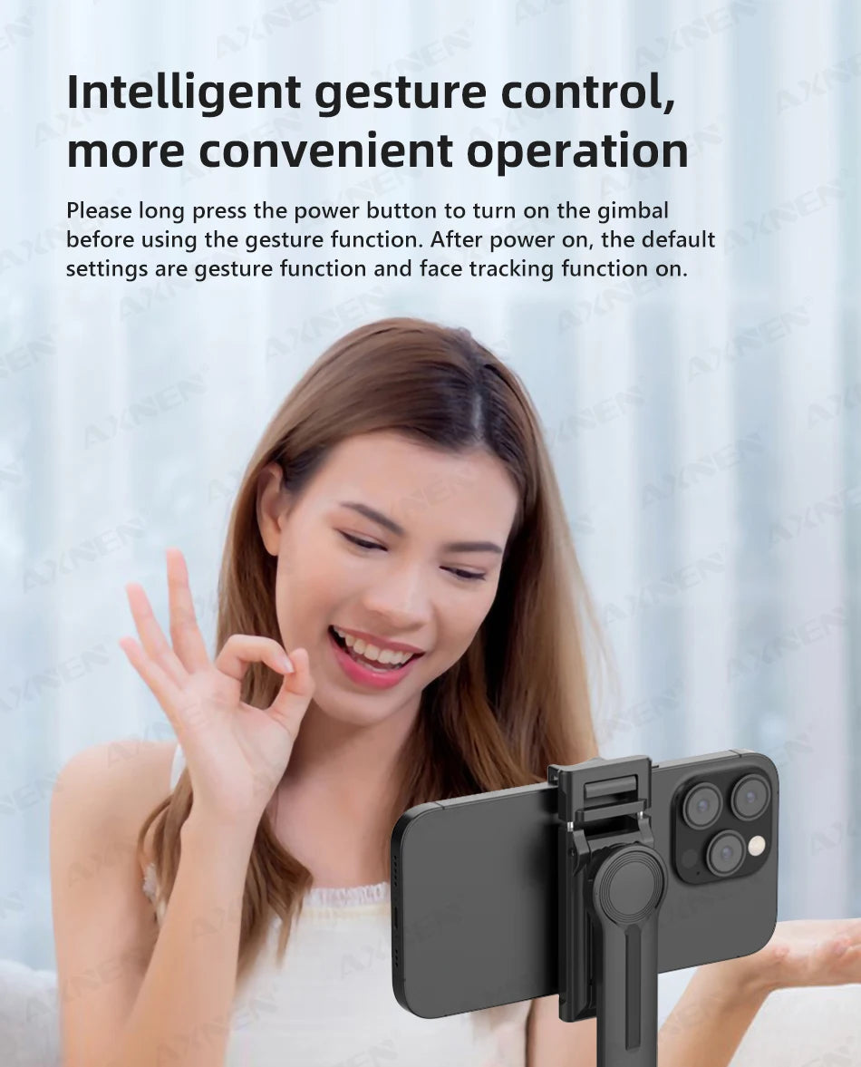 Smart Auto Face Tracking Desktop AI Gimbal for Smartphone & Action Camera 360 Rotation Follow Focus Vlog Kit, Option with Tripod