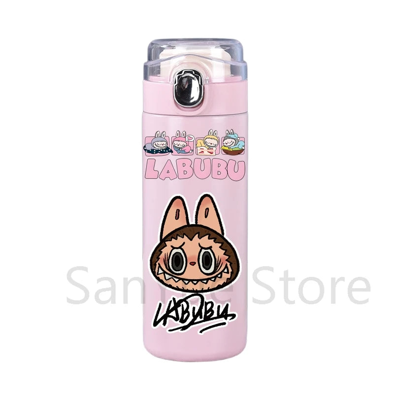 400Ml Water Bottle Cartoon Printed Thermos Cup Pocket Stainless Steel Thermal Coffee Mug Vacuum Insulated Flask Cup Kid Gift