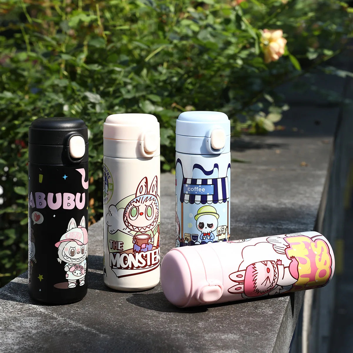 Printed 400Ml Water Bottle Thermos Cup Pocket Stainless Steel Thermal Coffee Mug Vacuum Insulated Flask Cup Kid Gift