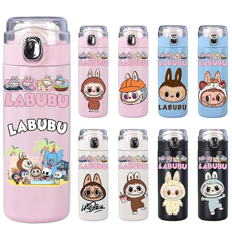 Printed 400Ml Water Bottle Thermos Cup Pocket Stainless Steel Thermal Coffee Mug Vacuum Insulated Flask Cup Kid Gift