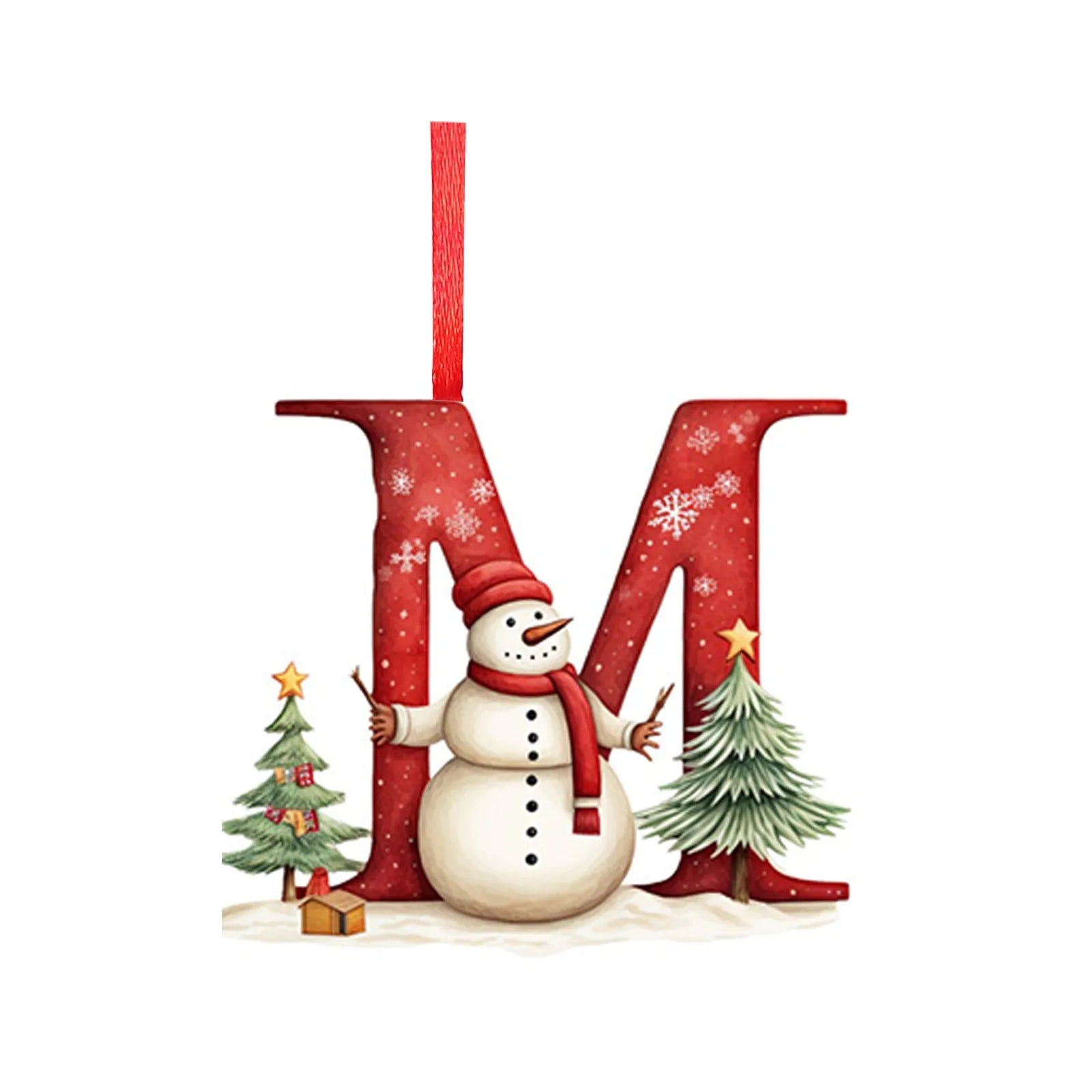 New Christmas Tree Decoration 2D Letter Pendant Acrylic 26 Letter Pendant Hanging Christmas Tree Ornament Accessories navidad - YourGiftIdeasUK