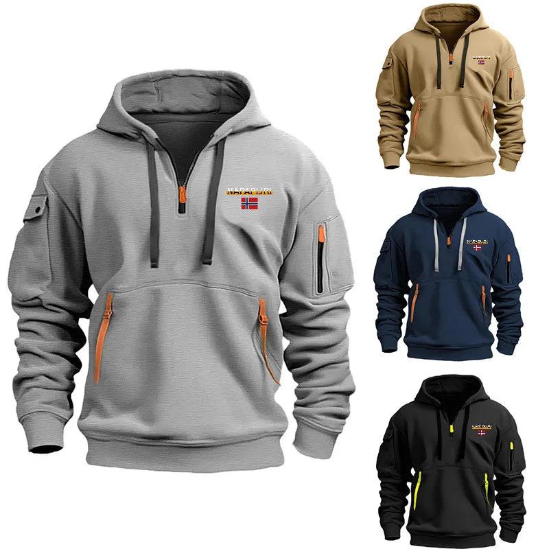 2024 Autumn/Winter Men's Casual Sports Hoodie Retro Harajuku Long Sleeve Zipper Multi Pocket Casual Fashion Loose Coat Street We - Your Gift Ideas