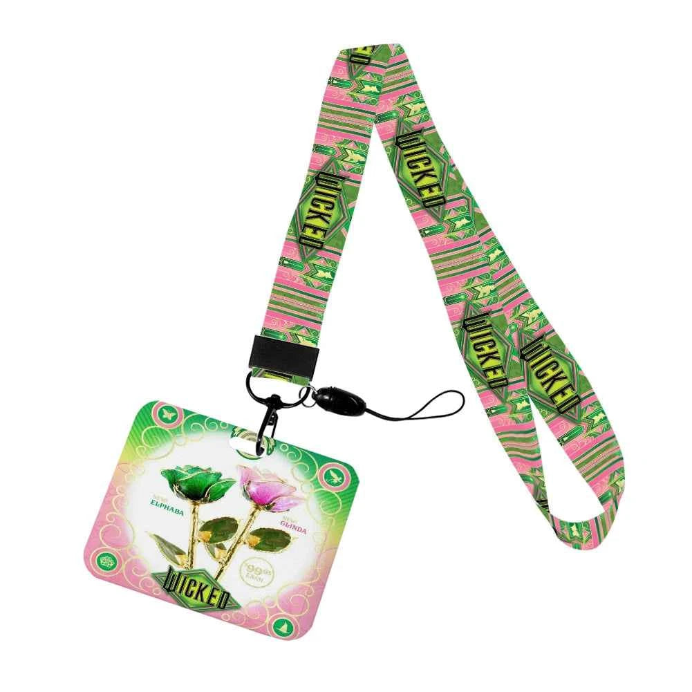 Wicked Glinda and Elphaba Women Lanyards ID Badge Holder Strap Work Card Bus Access Card Holder Keychains Accessories